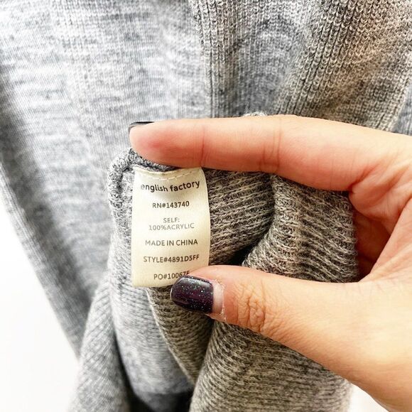 English Factory Sleeveless Tie Front Sweater Knit Dress Heather Gray Size S - Picture 6 of 6